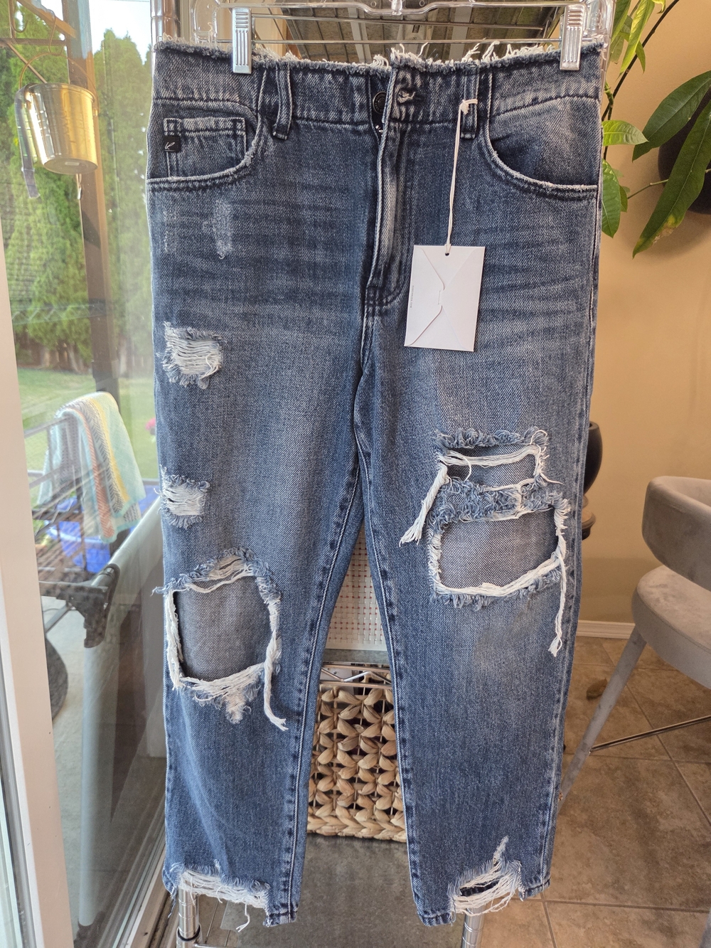 KanCan Distressed Cropped Blue Ripped Jeans